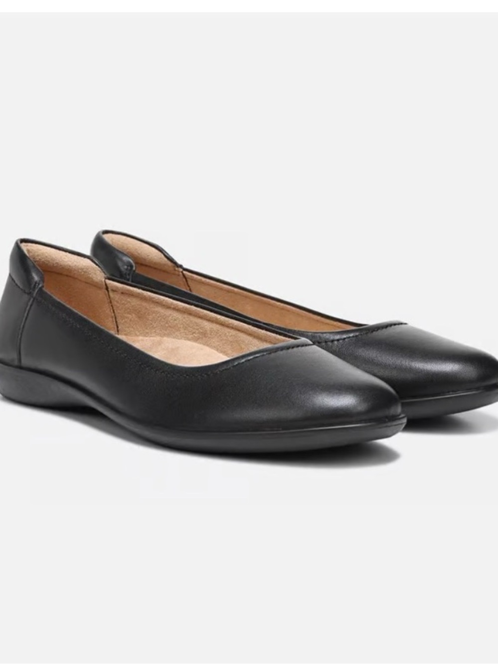 Naturalizer Black Leather Slip-On Ballet Flats